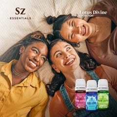 Sz Essentials Lotus Divine trio packaging on display