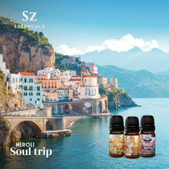 Sz Essentials Neroli oil eco packaging emphasizing vegan, pure standards