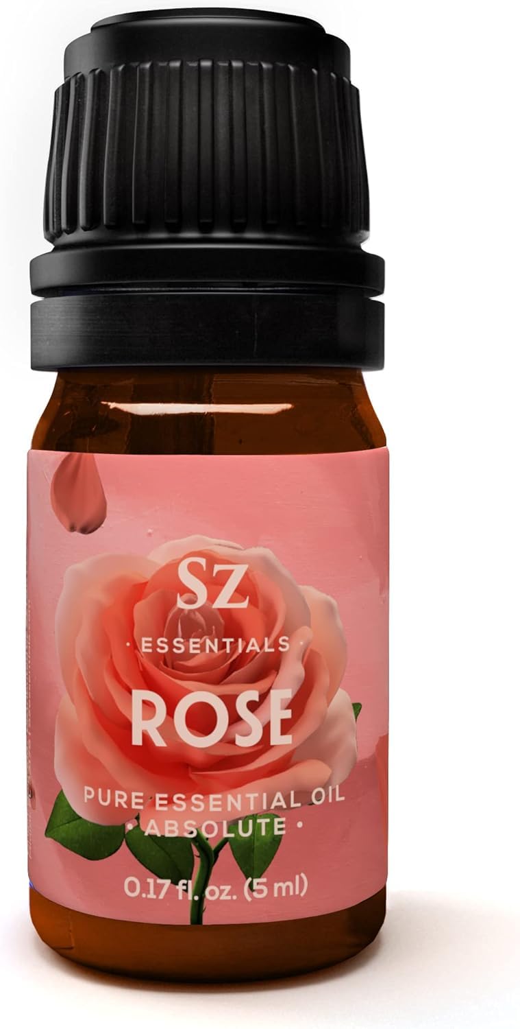 Sz Essentials Rose Absolute Oil bottle pour creates a spa-like, welcoming aroma.