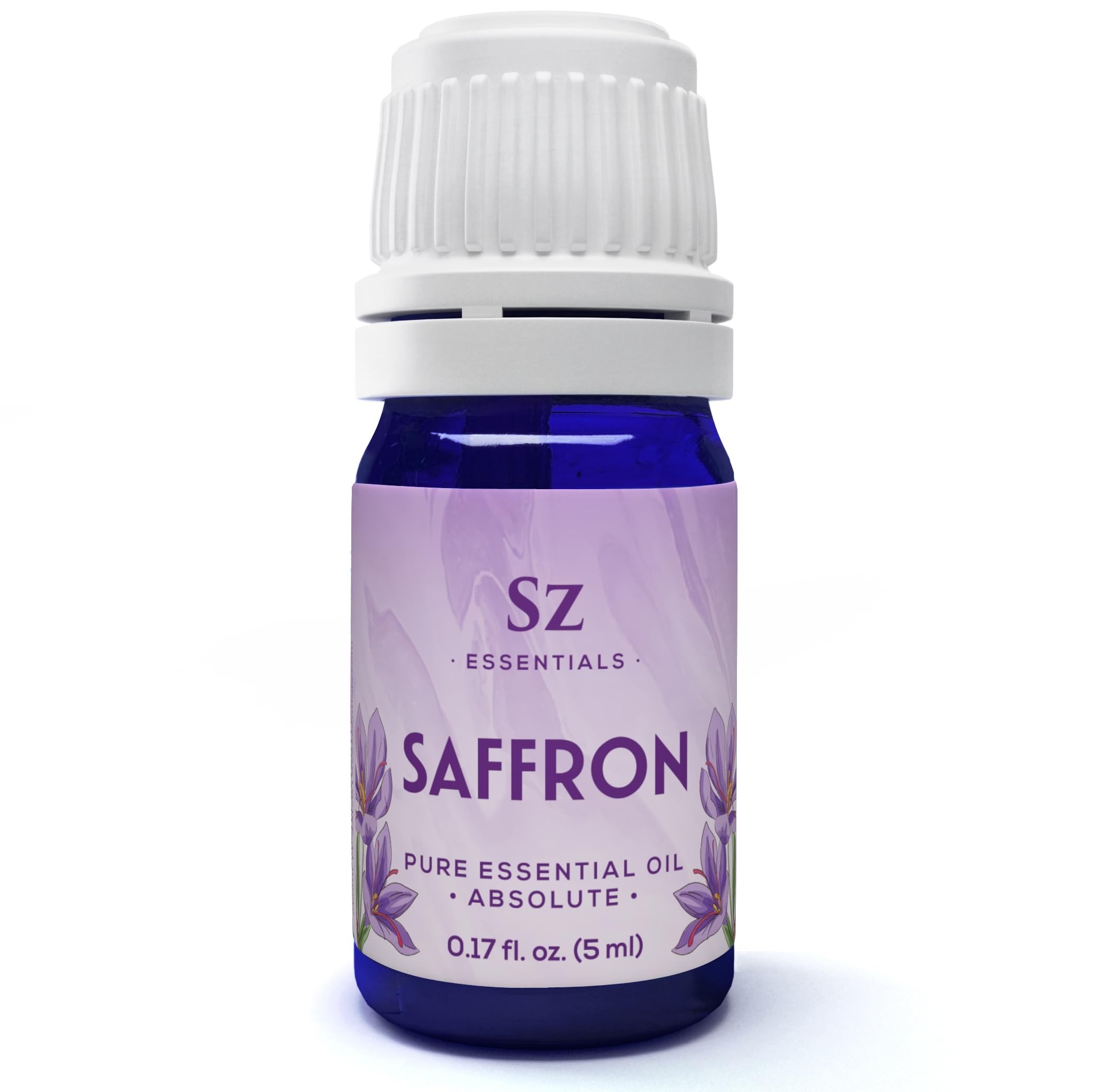 Sz Essentials saffron oil bottle highlighting potent aroma for diffusion