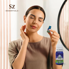 Sz Essentials sandalwood diffuser setup enhances a serene room.