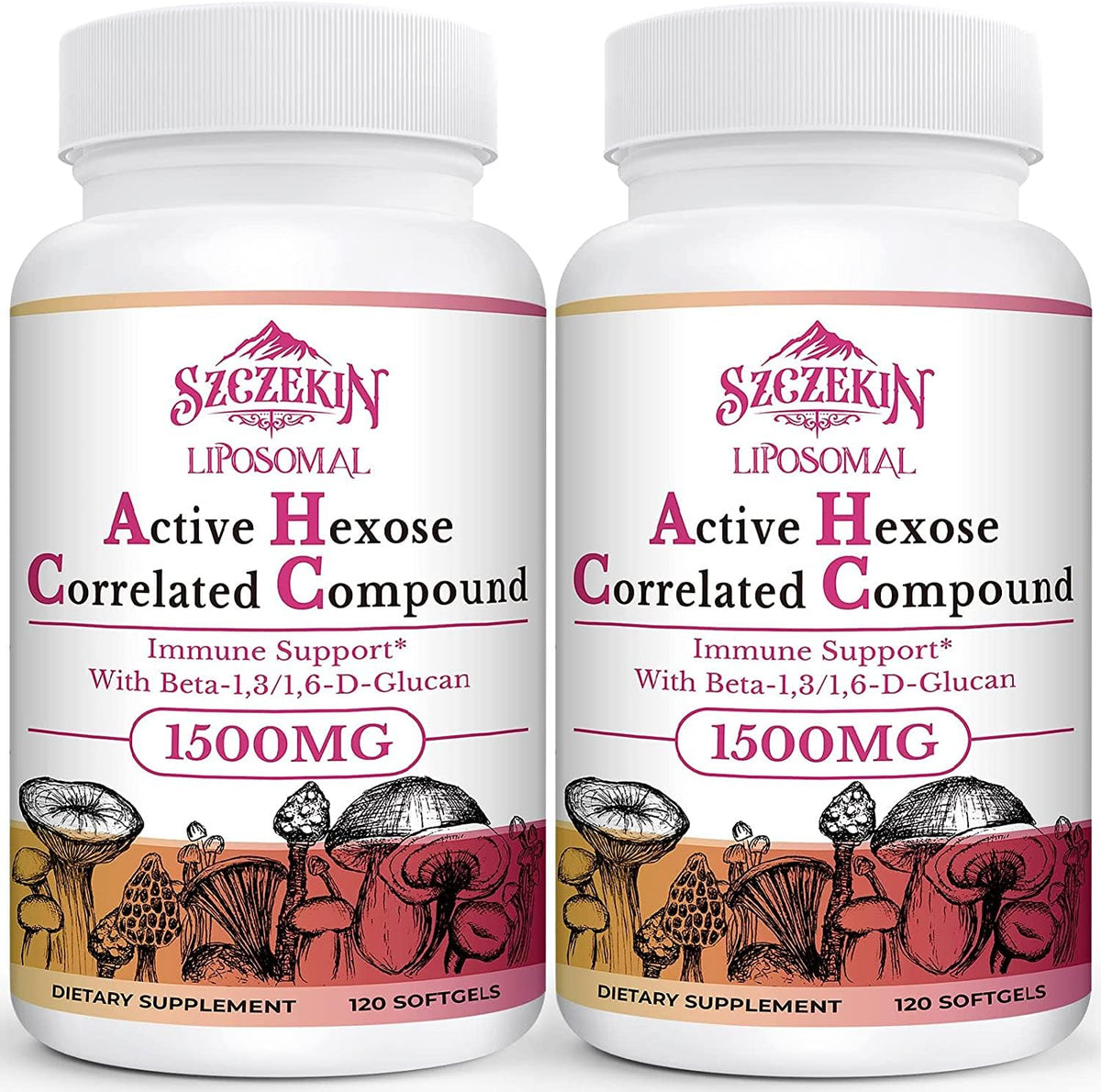 SZCZEKIN 1500mg liposomal AHCC bottle highlighting high potency for daily immune support