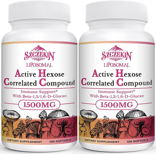 SZCZEKIN 1500mg liposomal AHCC bottle highlighting high potency for daily immune support