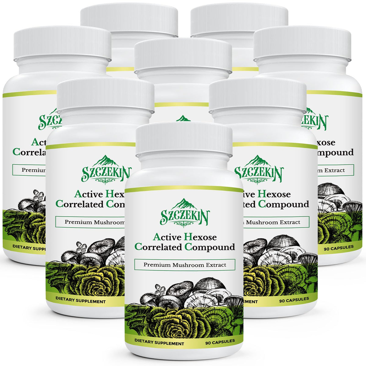 SZCZEKIN AHCC 1500 mg bottle with high-potency immune-support mushroom blend