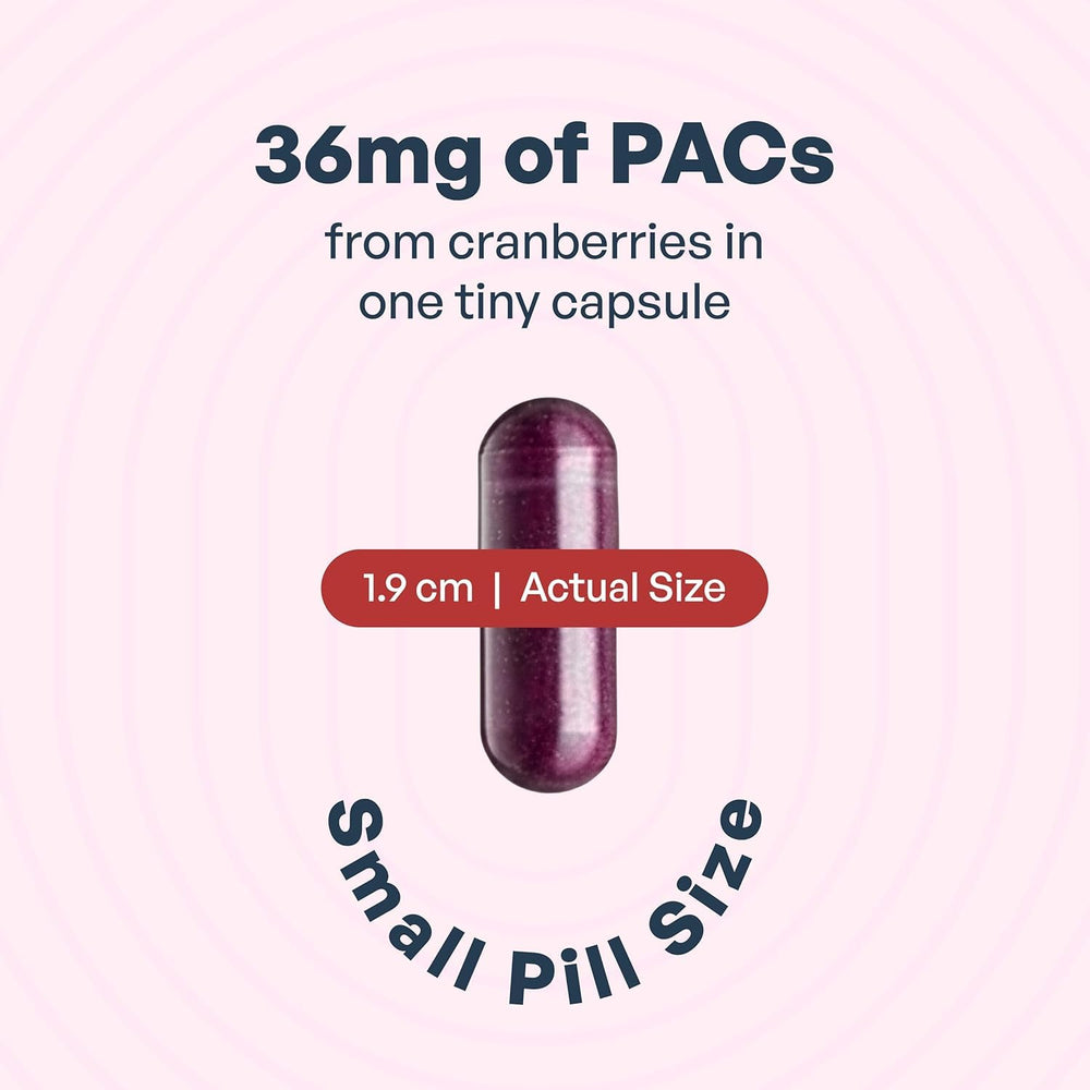 Szio+ Utiva Cranberry PACs capsules shown ready for daily use.