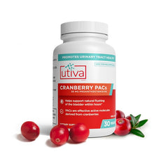 Szio+ Utiva Cranberry PACs packaging on a clean shelf.