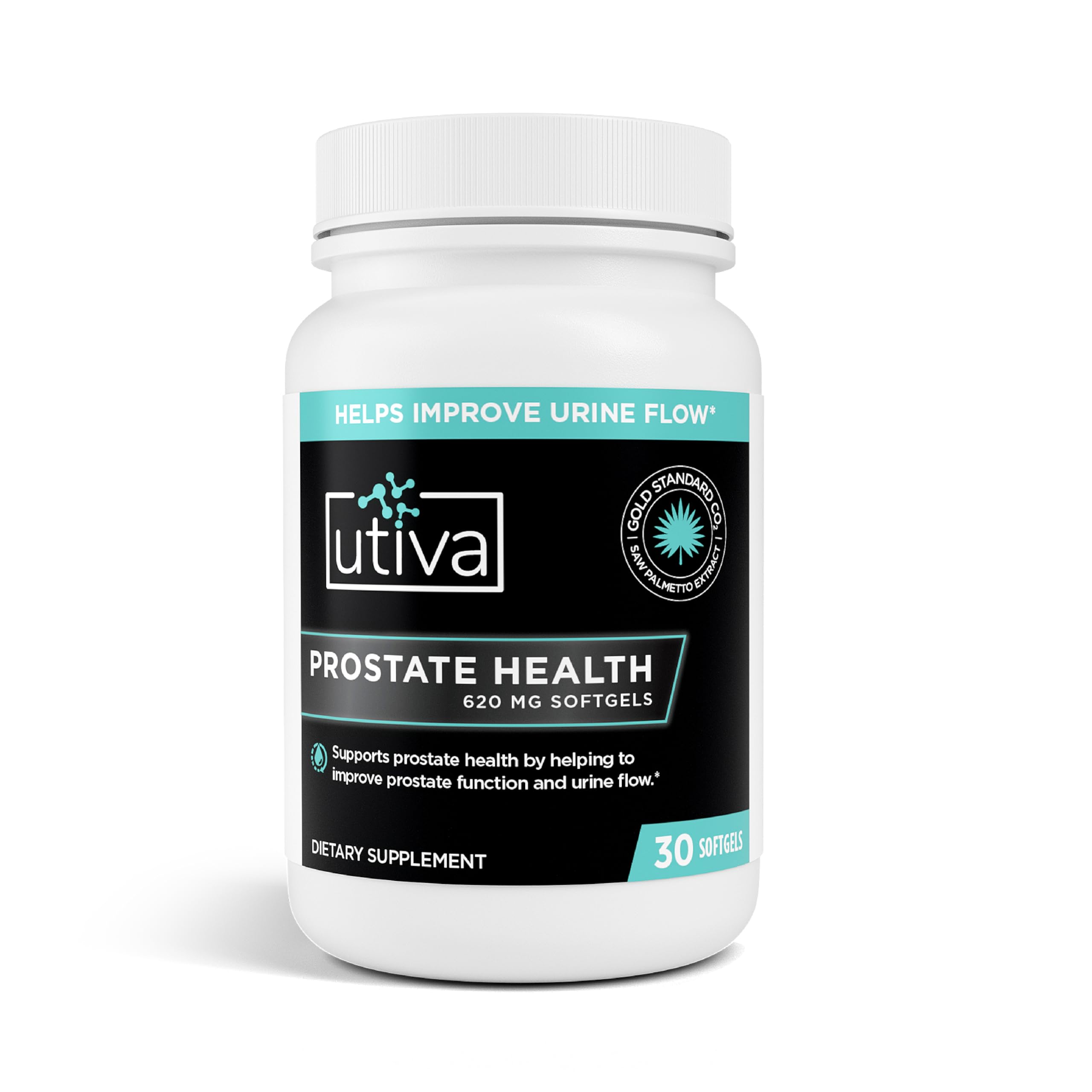 Szio+ Utiva Prostate Health bottle with softgels for daily support.