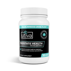 Szio+ Utiva Prostate Health bottle with softgels for daily support.