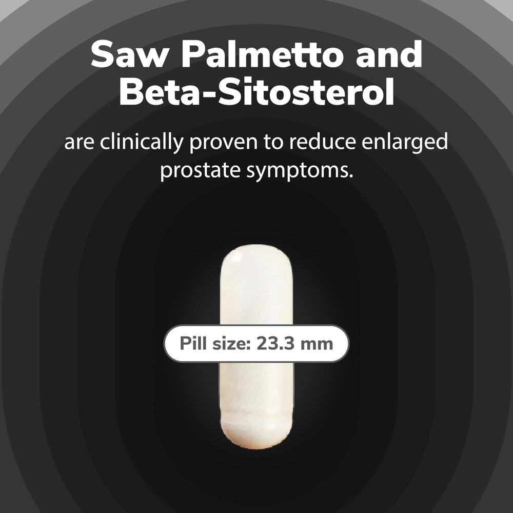 Label and ingredients show CO2 extracted Saw Palmetto and Beta Sitosterol.