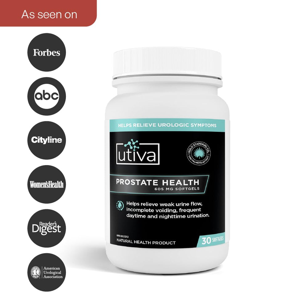 Close up of Utiva Prostate Health softgels for easy swallowing.