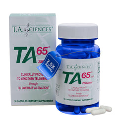 T.A. Sciences TA-65 bottle-front for daily telomere support