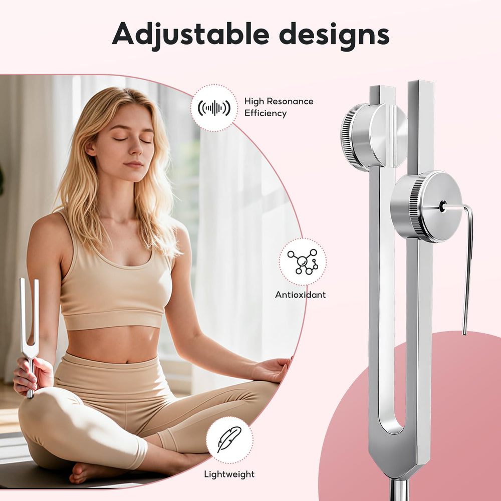 TABARO 384Hz tuning fork near body promotes restful listening and inner stillness.