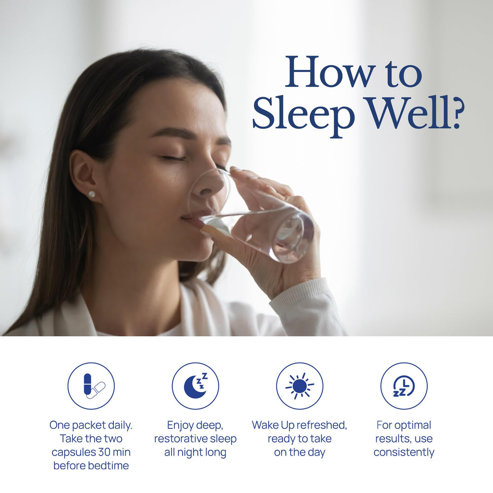 TAHIRO Sleep Well capsules close-up highlighting vegan, natural formula.