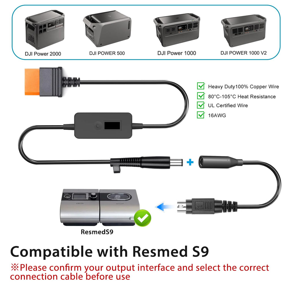 TAIFU SDC cable supports Lumis VPAP BiLevel machines with DJI power stations