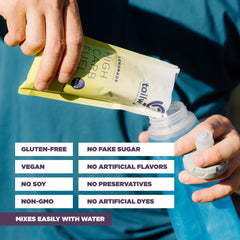 Tailwind High Carb Fuel electrolytes label indicating balanced hydration support.
