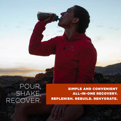 Tailwind Recovery Mix vanilla flavor in glass after run.