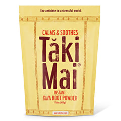 Taki Mai Instant Kava Powder in a jar ready to mix for calm evenings.