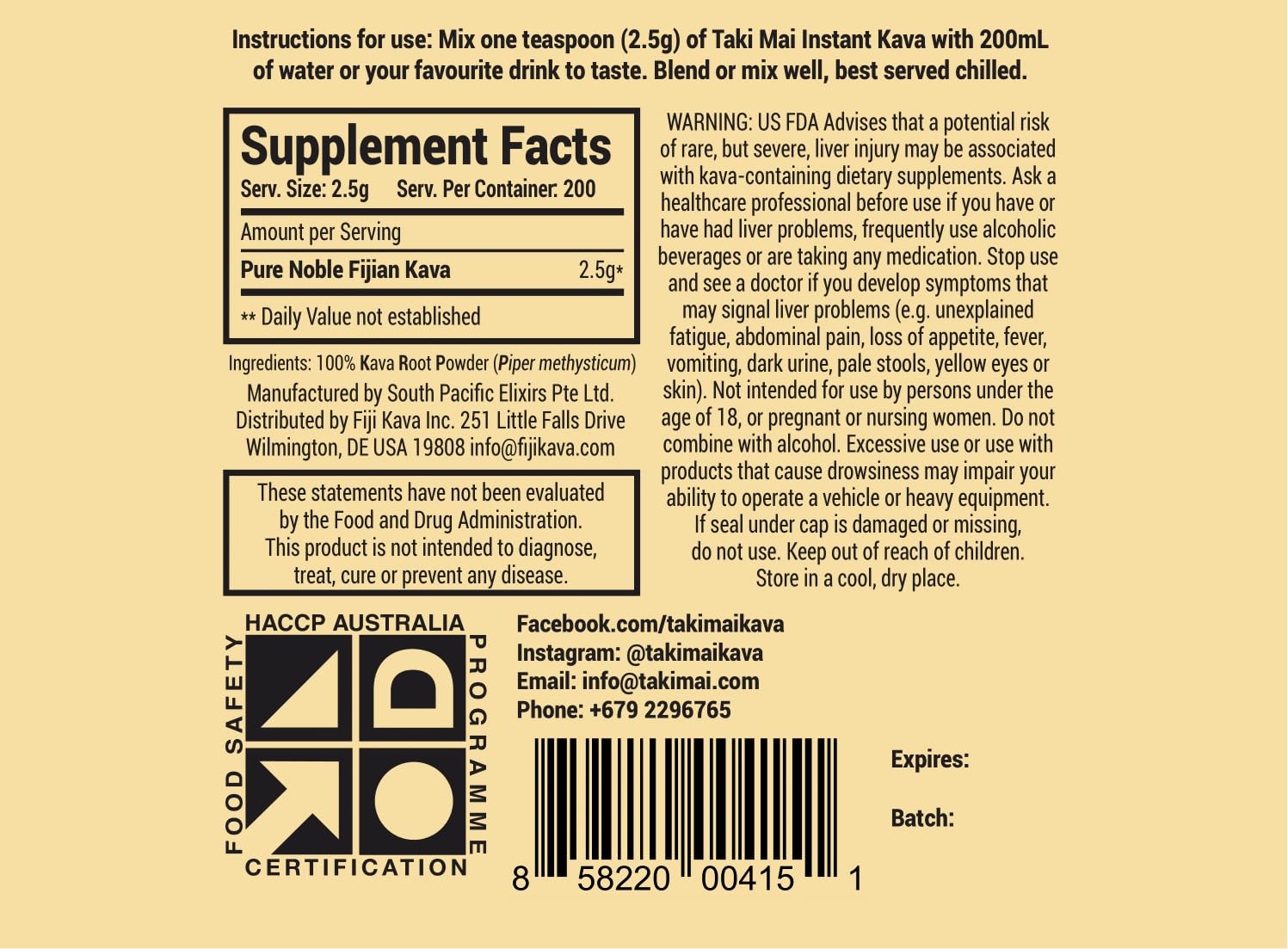 Taki Mai Noble Kava root powder bottle for effortless calming rituals.