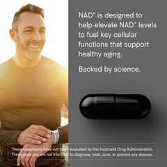 Tally Health NAD+ capsules close-up highlighting clean vegan formula support.