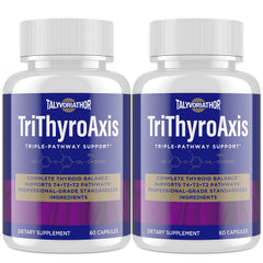 Talyvoriathor TriThyroAxis bottle with capsules for balanced thyroid support.
