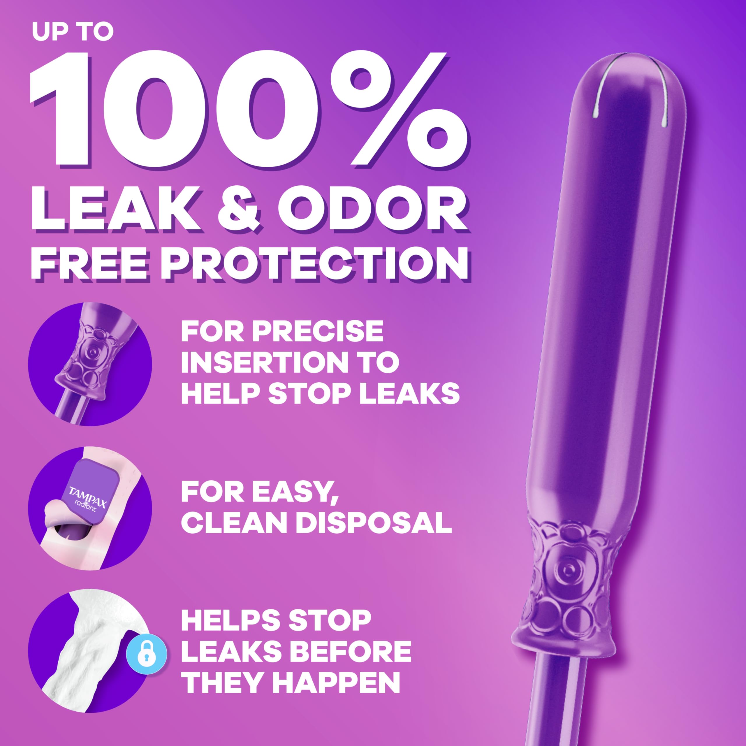 LeakGuard Braid on Tampax Radiant helps prevent leaks