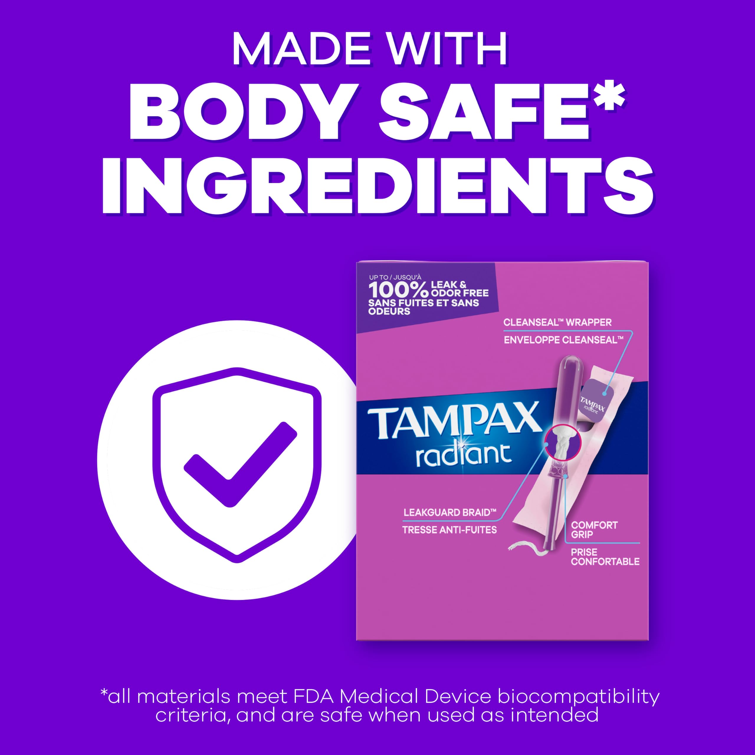 Unscented Tampax Radiant tampons avoid added fragrance