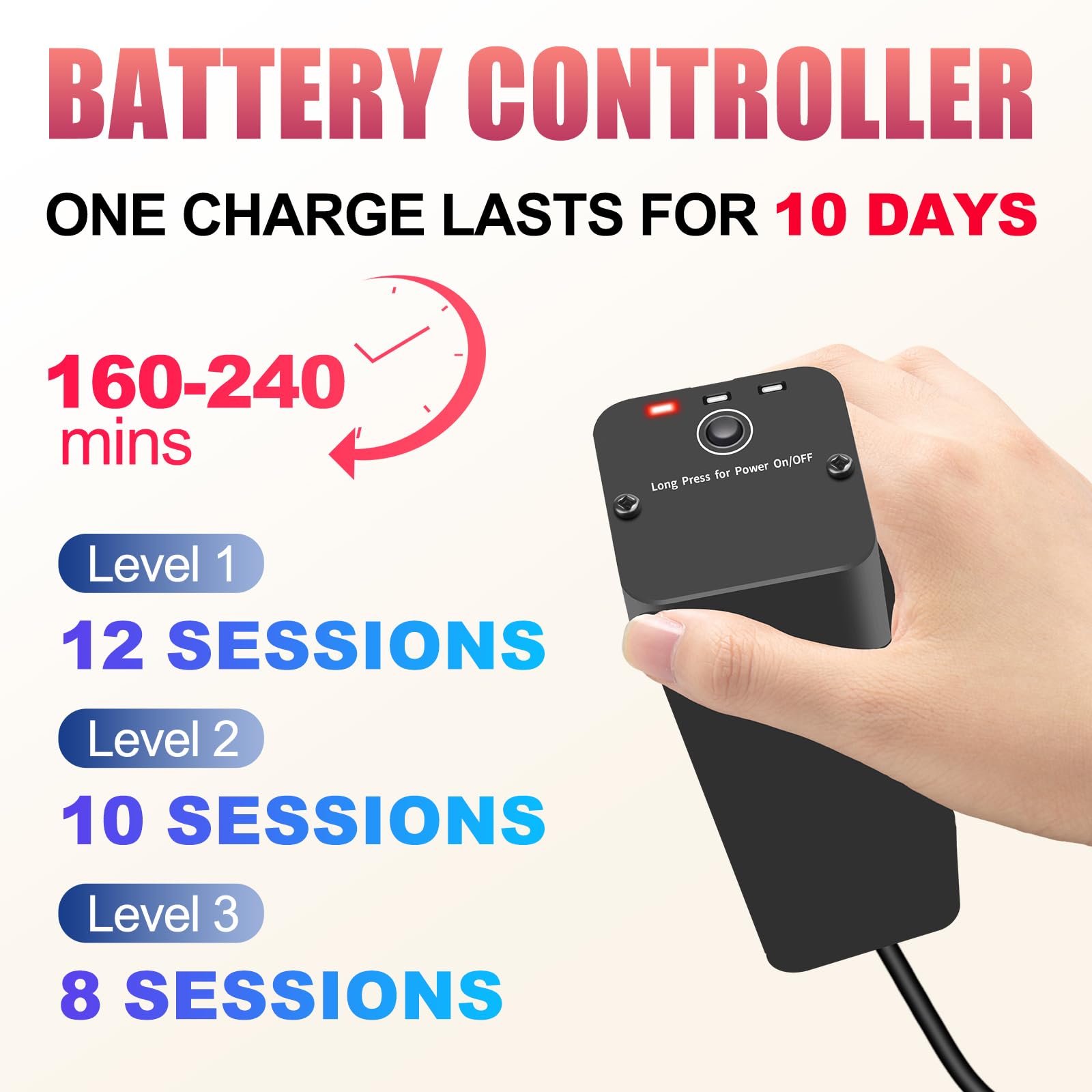 Tamthna adjustable brightness and pulse mode for flexible therapy sessions.