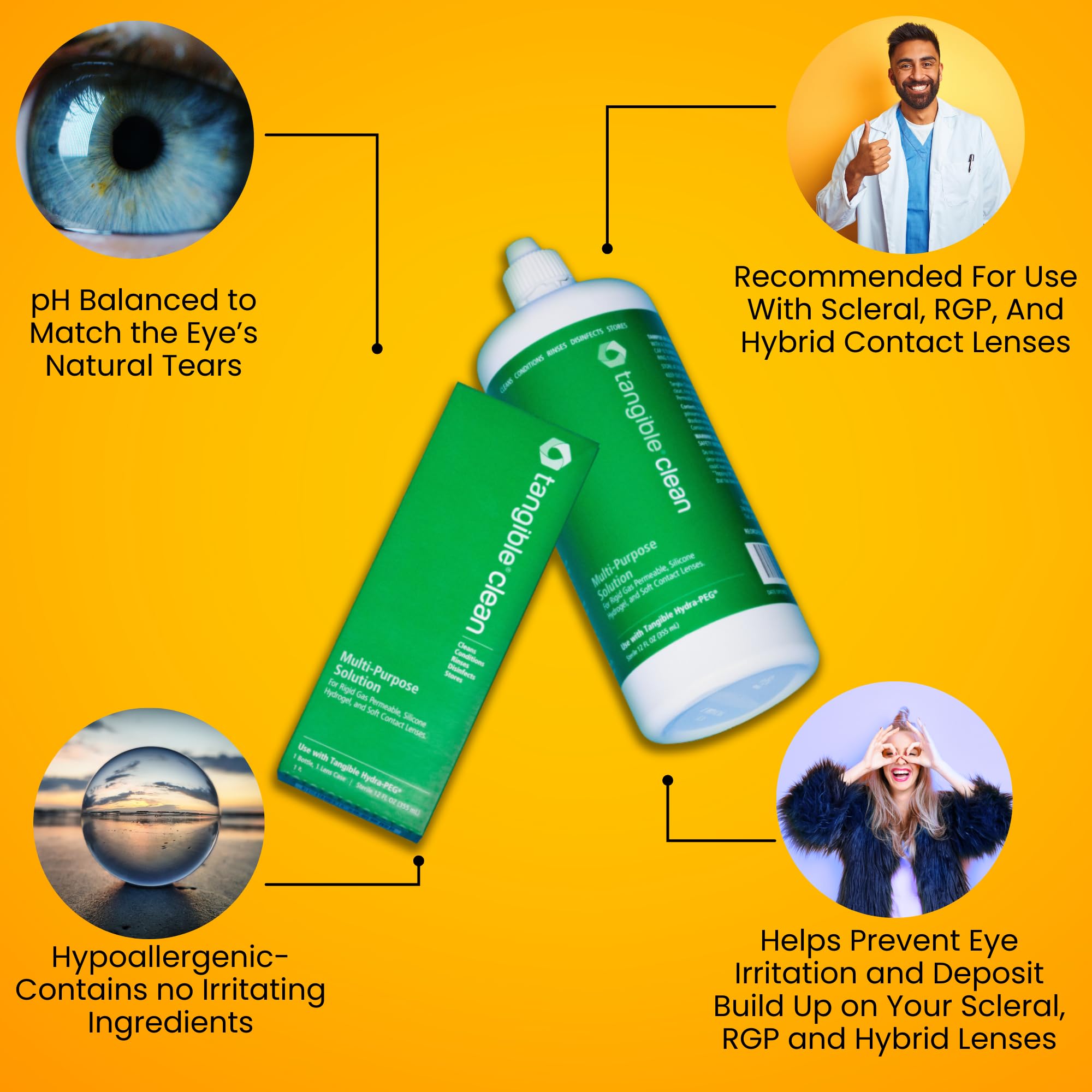 Tangible Clean soft-lenses provides a comfortable cleaning routine.