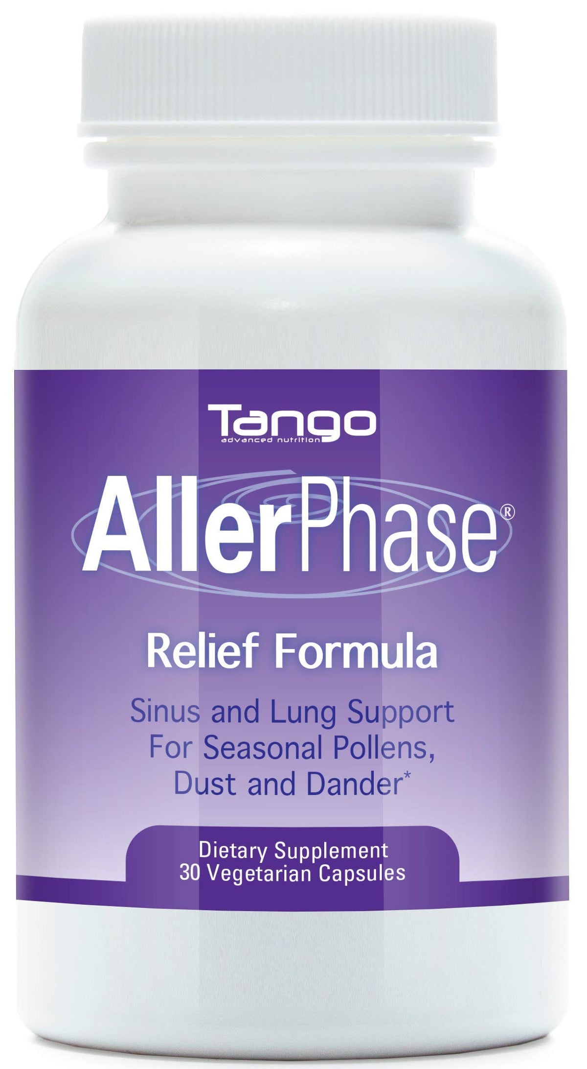Tango AllerPhase bottle offering herbal support for seasonal triggers.