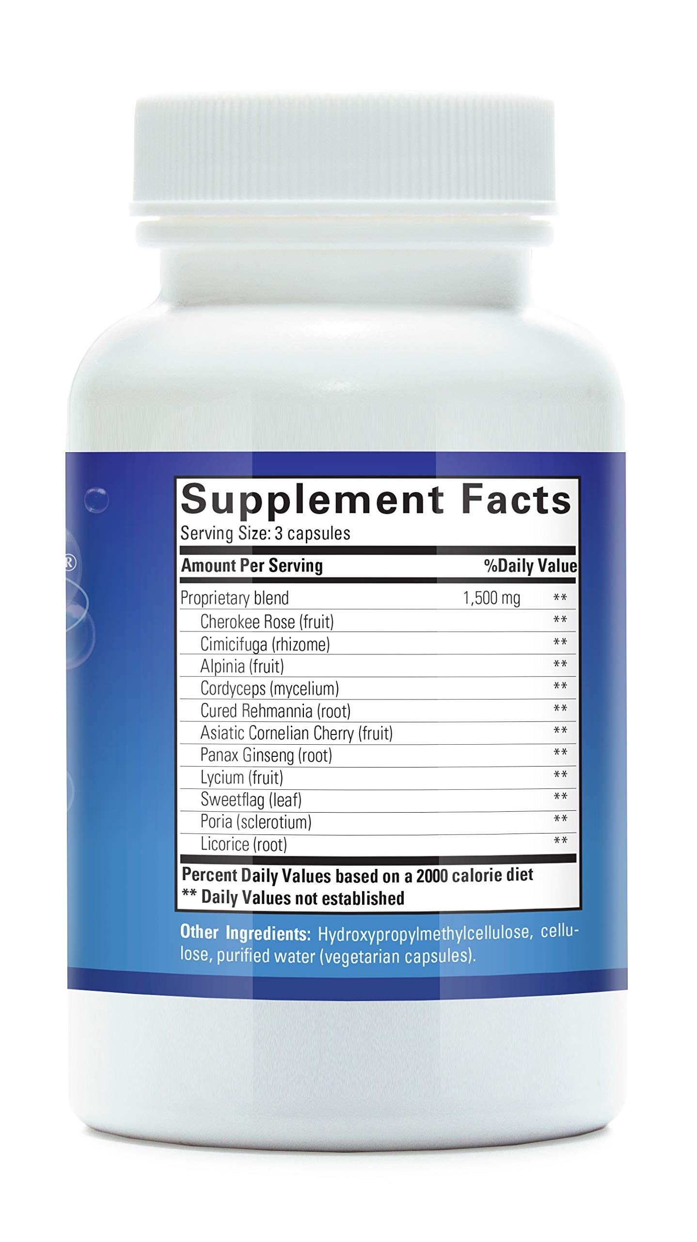 Detailed label view showing herbal blend and daily use.