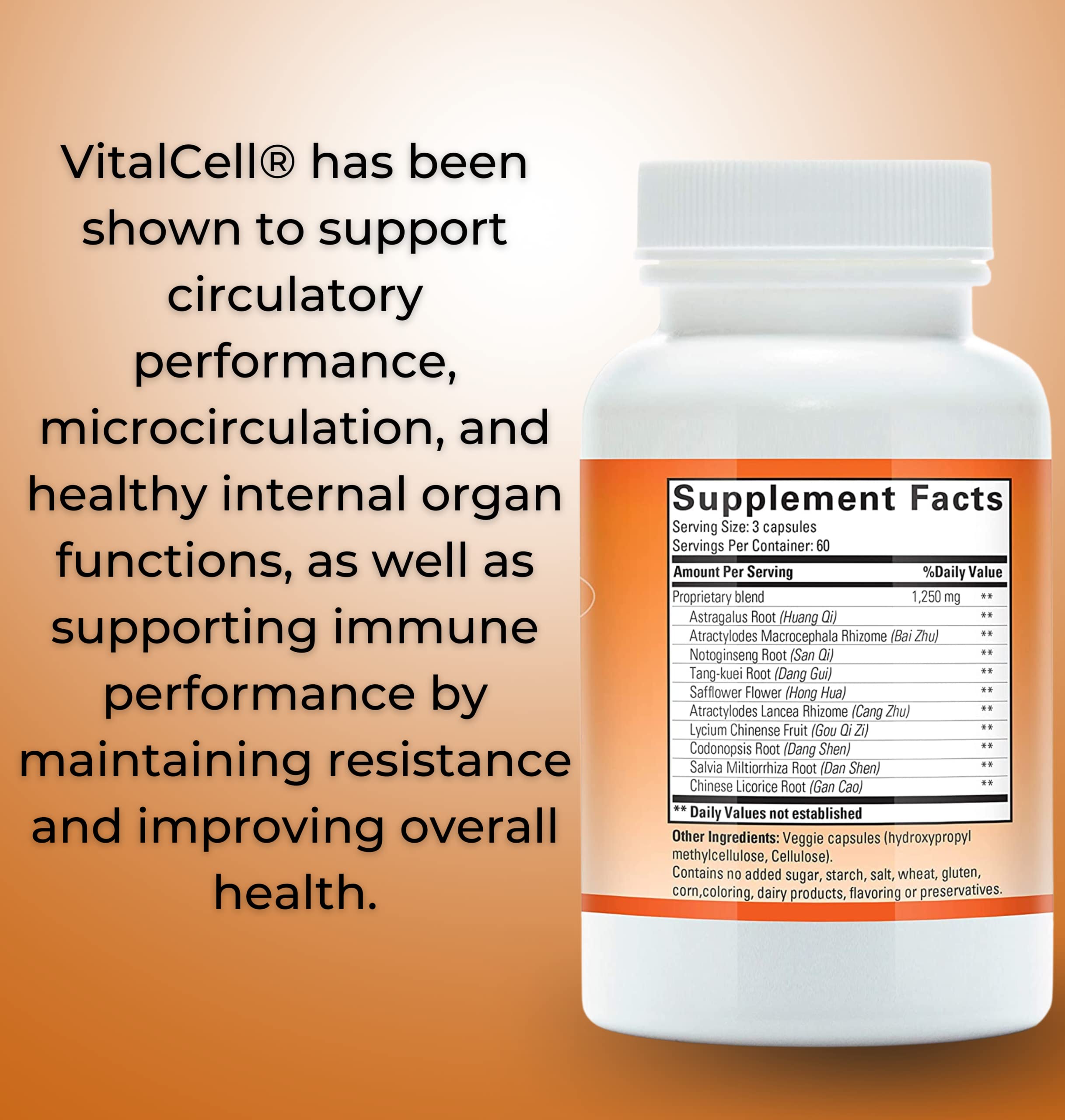 Tango Vital Cell dosage illustration showing simple usage guidance.