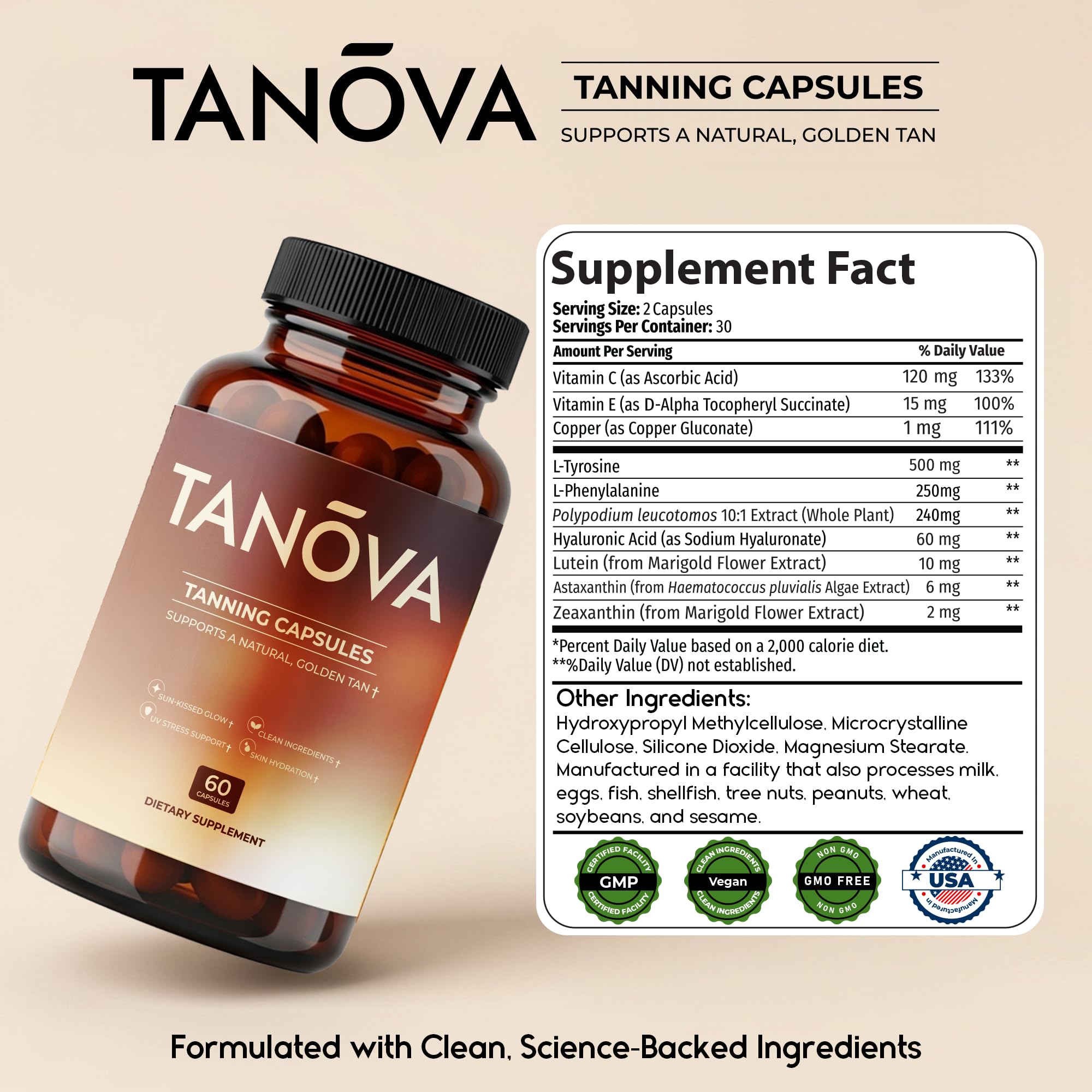 Tanova daily-use routine with bottle and glass of water