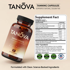 Tanova daily-use routine with bottle and glass of water