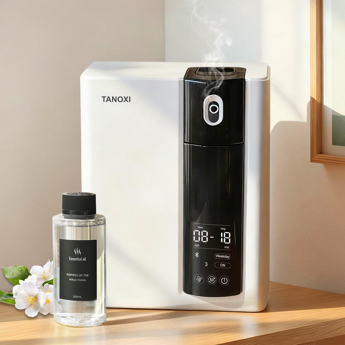 Tanoxi waterless diffuser front view with 200ml capacity for long-lasting fragrance.
