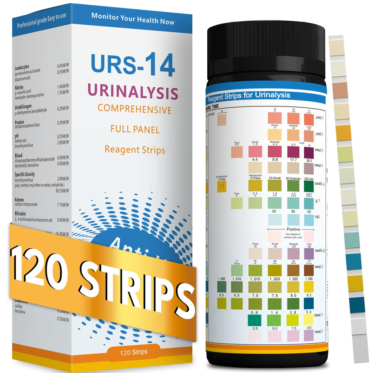 Tansozhe 14-URS test strip box enables home urine analysis.