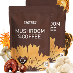 TAOTERS Mushroom Coffee front pack for convenient daily energy.