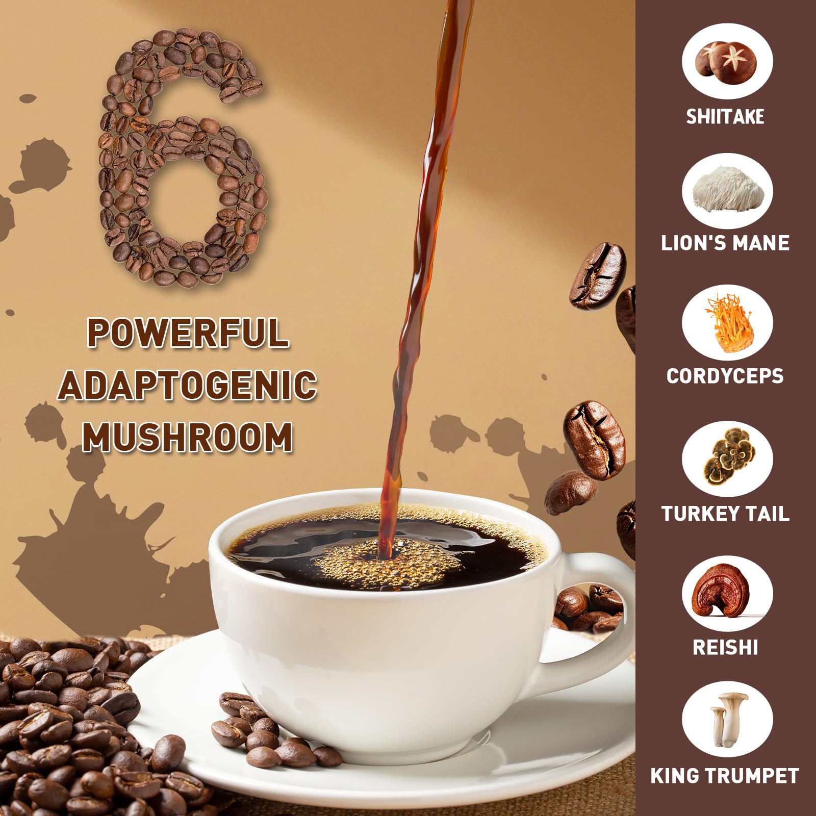 Pour of TAOTERS Mushroom Coffee reveals rich crema and mushroom notes.