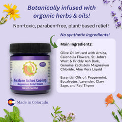 Arnica blend visible in Taspen's Organics cream for soothing muscle support.
