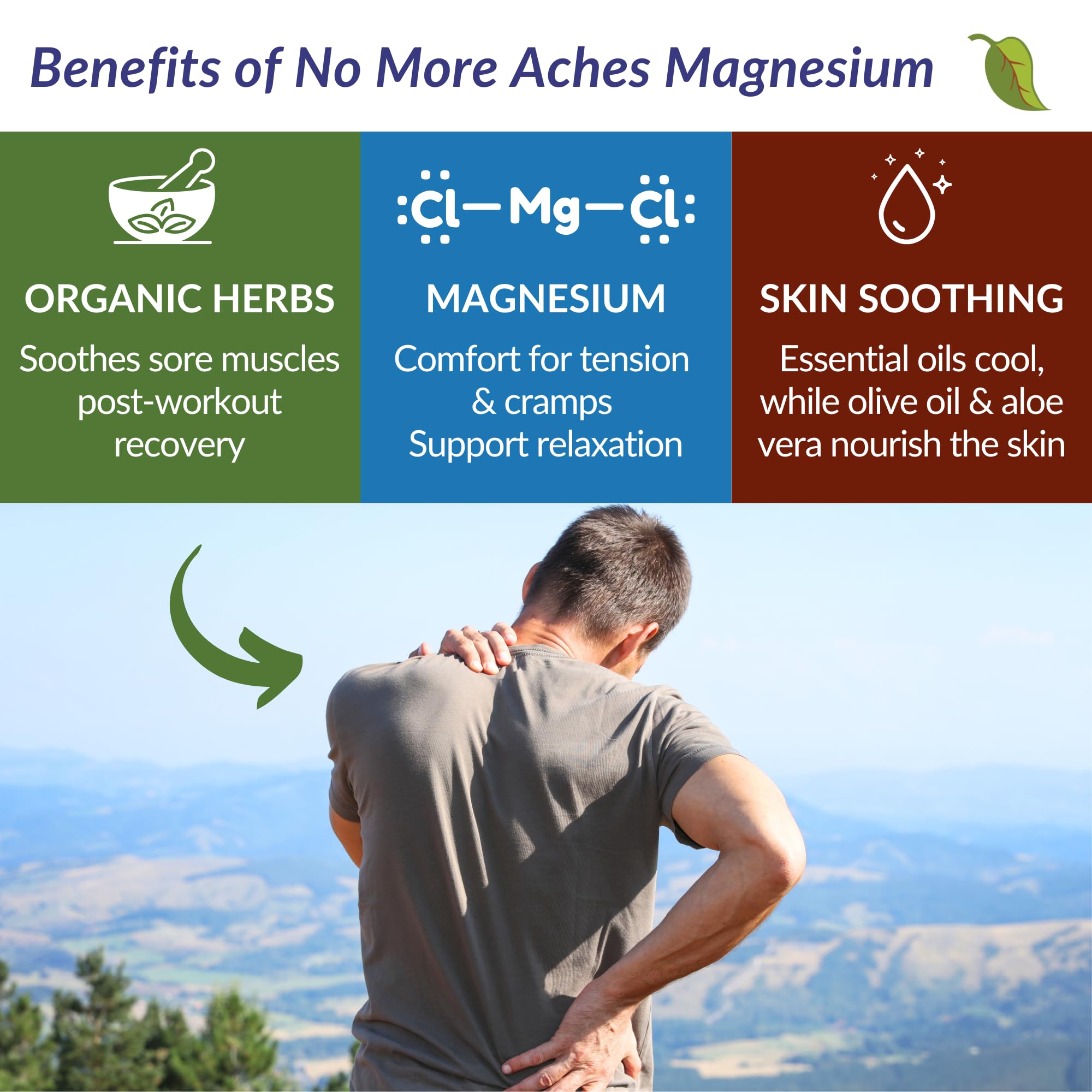 Taspen's Organics Magnesium No More Aches blends arnica and calendula for gentle care