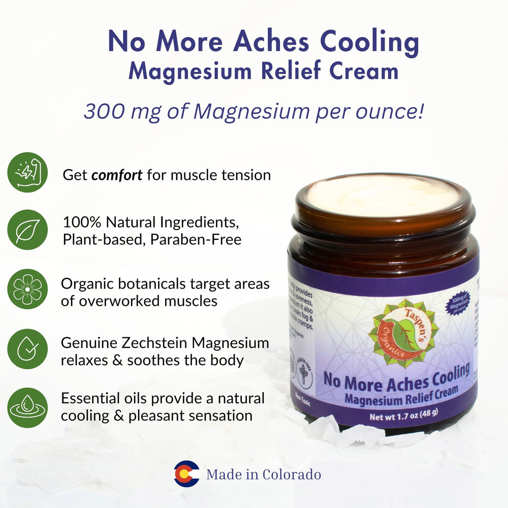 Cream texture from Taspen's Organics magnesium product ideal for massage.