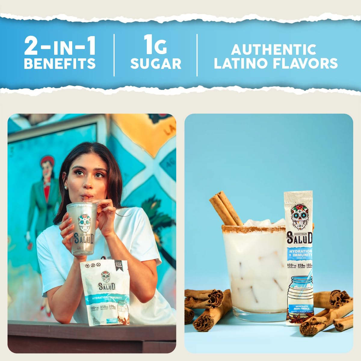 Taste Salud electrolytes powder shown in a glass for quick hydration after workouts.