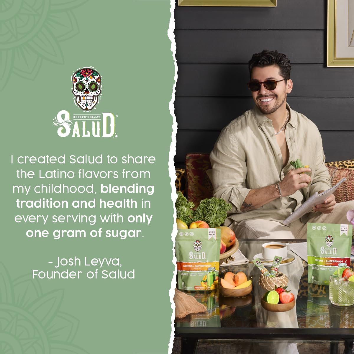 Taste Salud Green Apple flavor drink enjoyed as a refreshing greens experience.