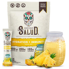 Taste Salud hydration packet pineapple pour into water for refreshing flavor