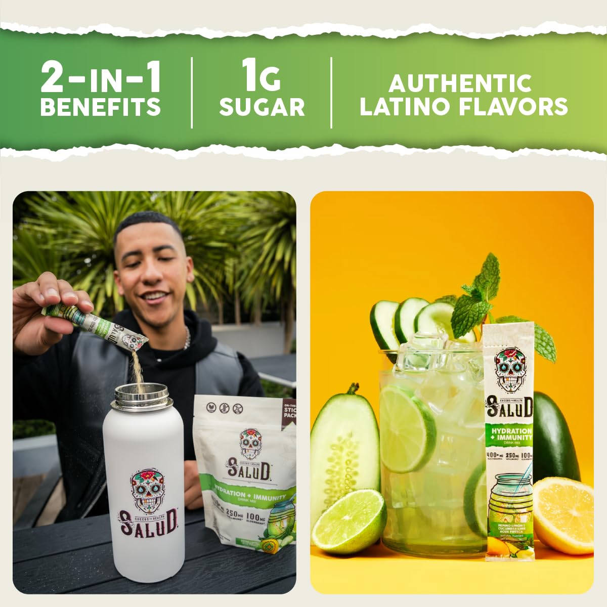 Taste Salud immune-support blend with Wellmune and elderberry for daily resilience.