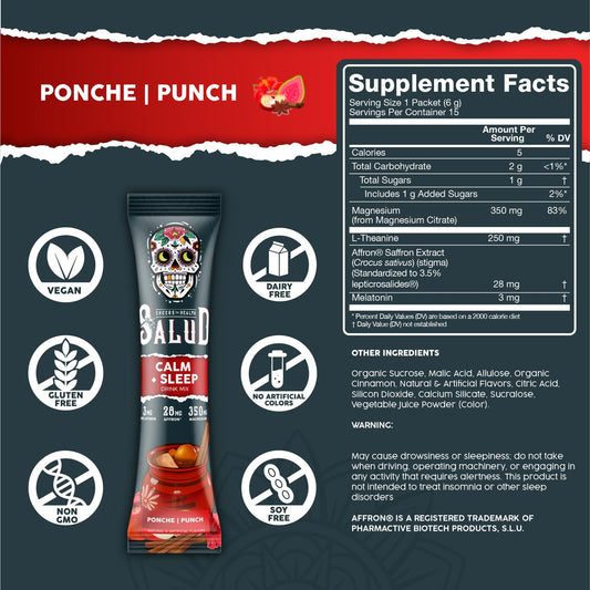 Taste Salud ponche flavor drink mix poured into a glass for a comforting evening beverage