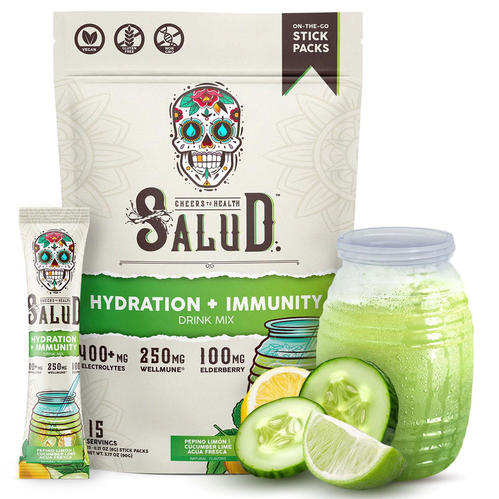 Taste Salud 2in1 hydration packet with cucumber lime for refreshing on-the-go hydration.