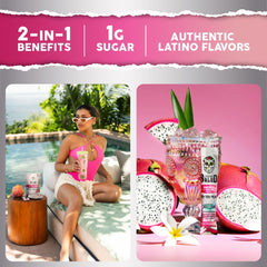 Taste Salud stick-pack dissolving in water for a refreshing, low-sugar sip