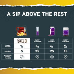 Taste Salud travel-friendly stick pack on a nightstand for easy unwind.
