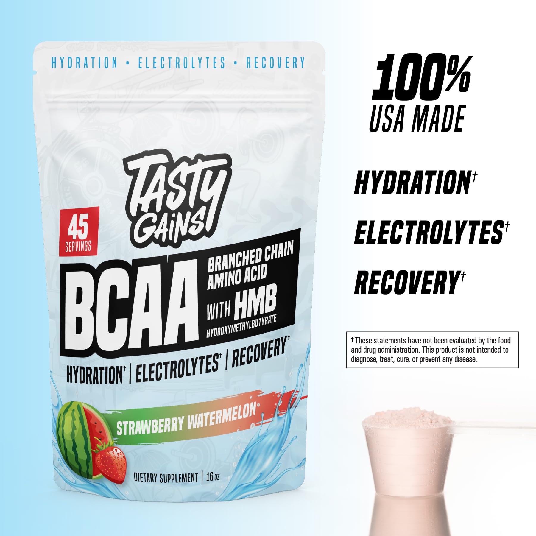 TASTY GAINS amino energy powder dissolving for workout energy and focus