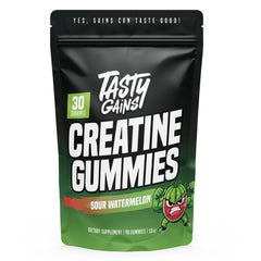 Tasty Gains Creatine Gummies bottle in hand, convenient daily support for workouts.